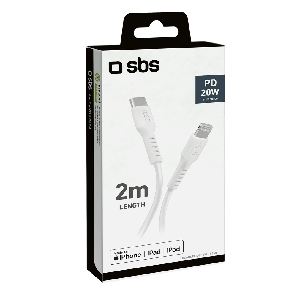 Sbs USB-C - Lightning Cable MFi 2m, White