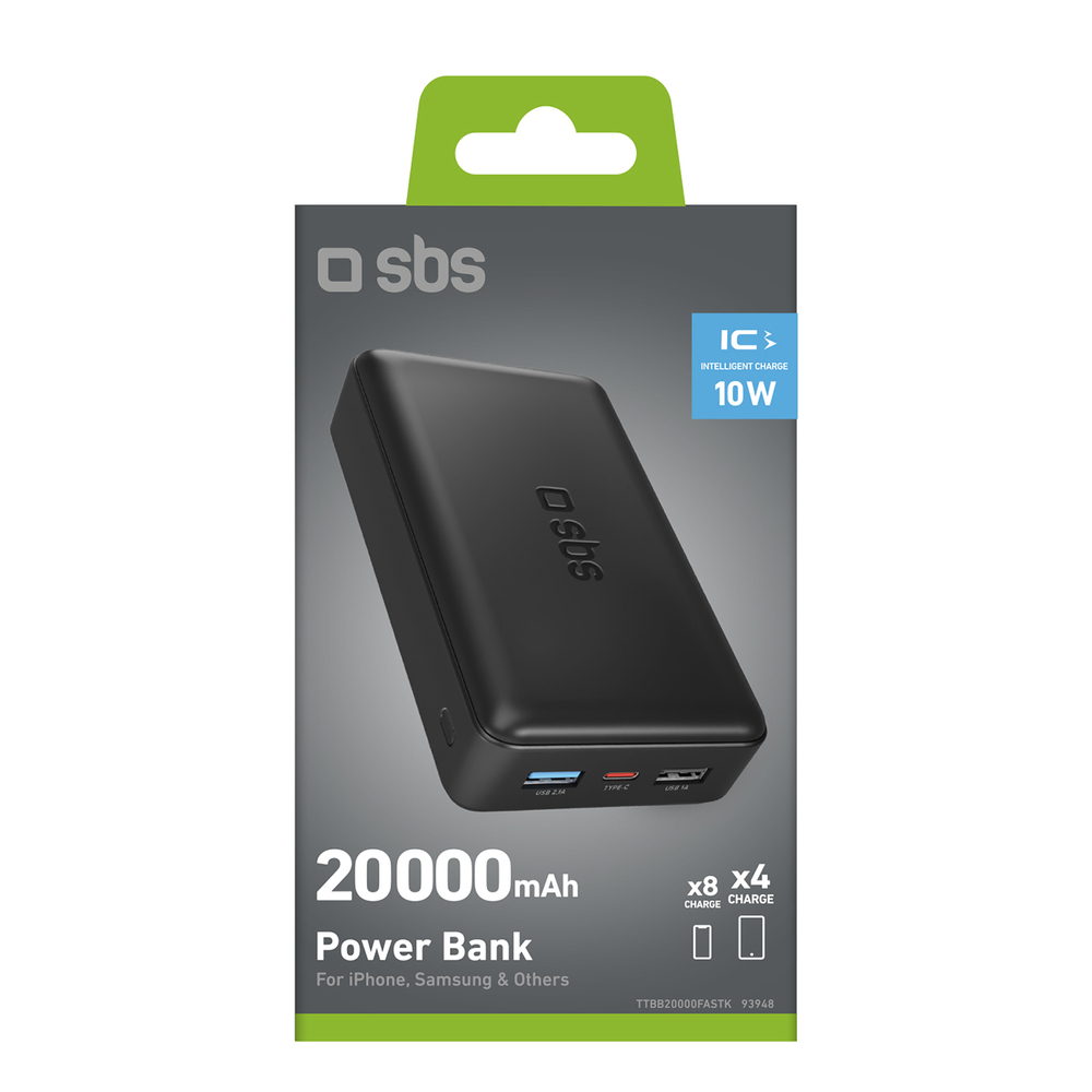 Puro Fast Power Bank 20000 mAh, Black
