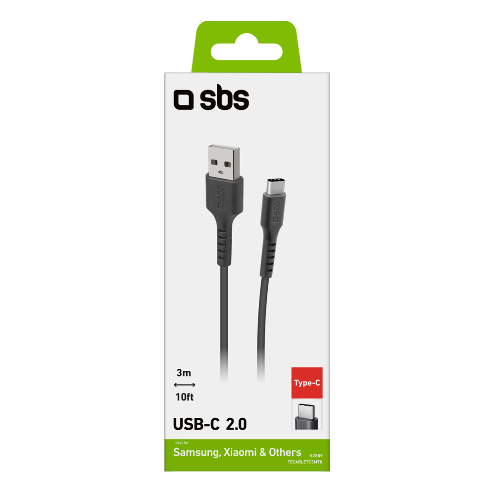 Sbs USB-A to USB-C Cable 3m, Black