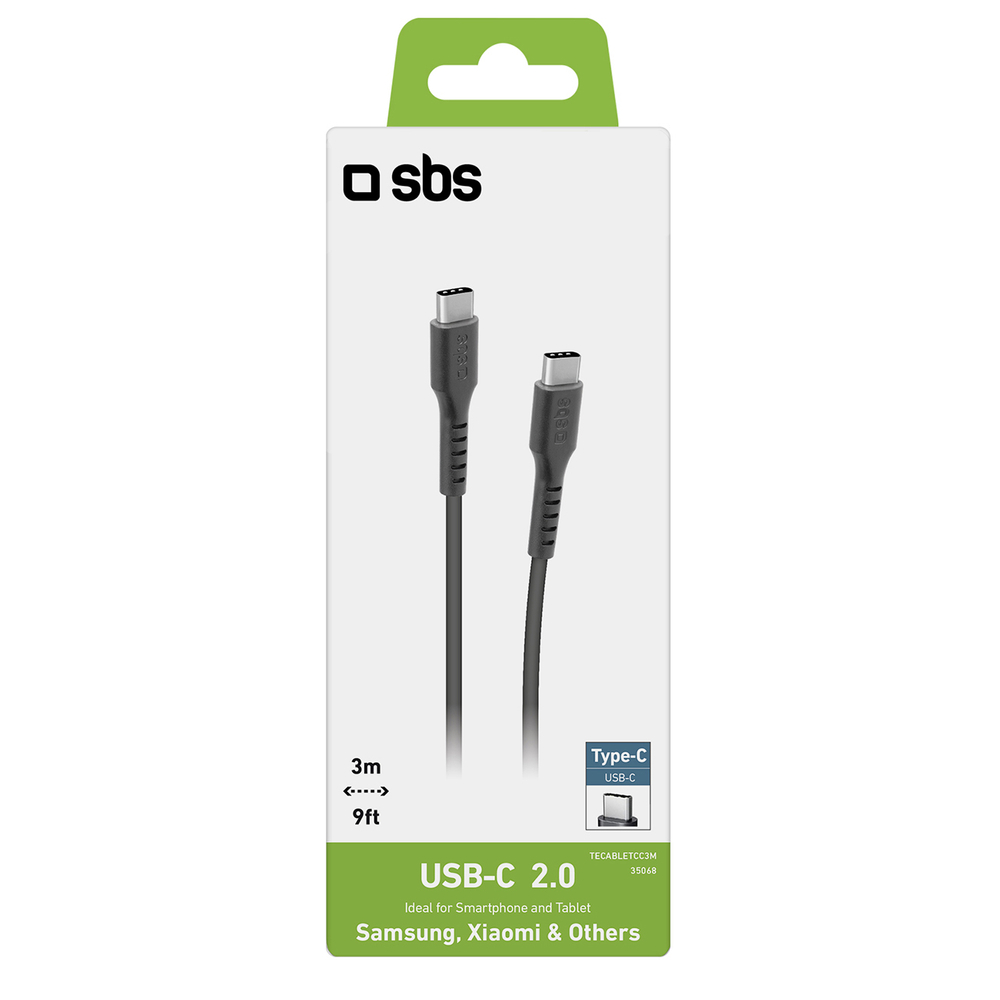 SBS USB-C uz USB-C kabelis (3m) TECABLETCC3M, melns