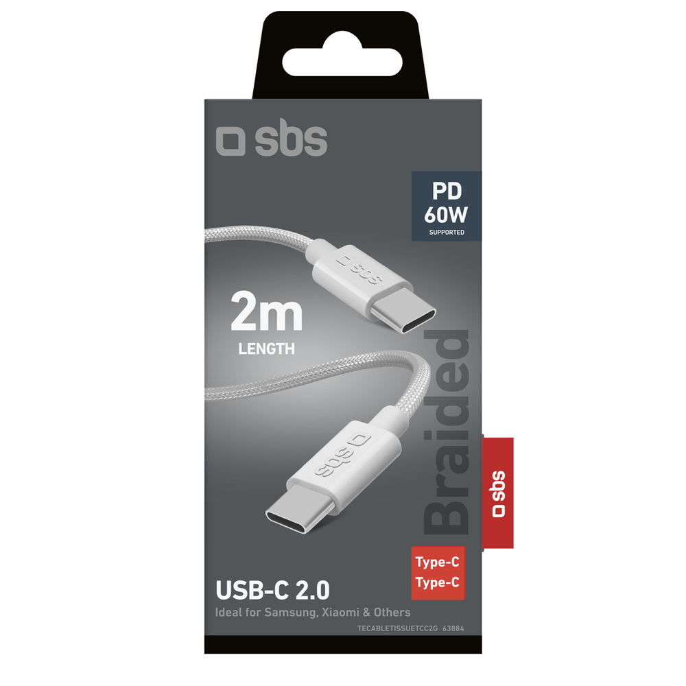 Fabric cable with USB-C USB-C 2m 60W Gray (0)