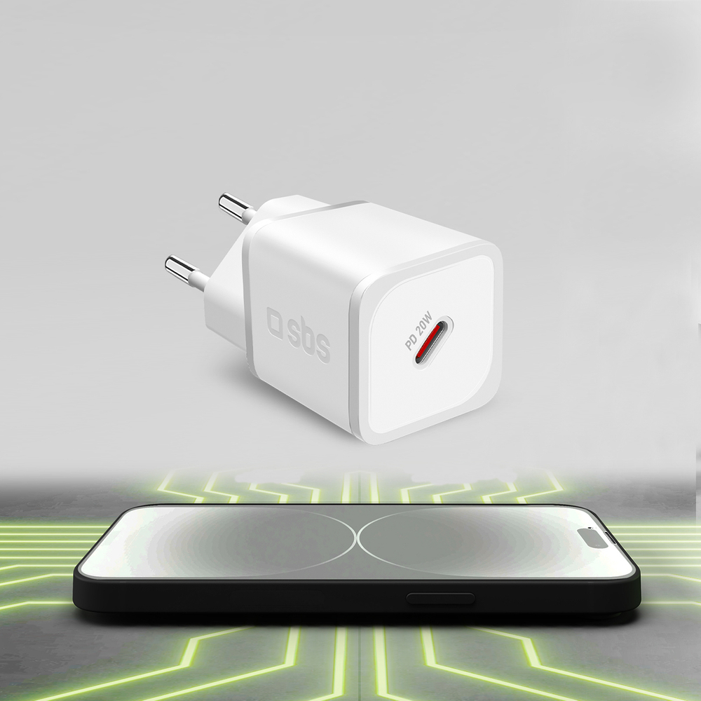 Sbs 20W GaN Wall Charger with Power Delivery, White