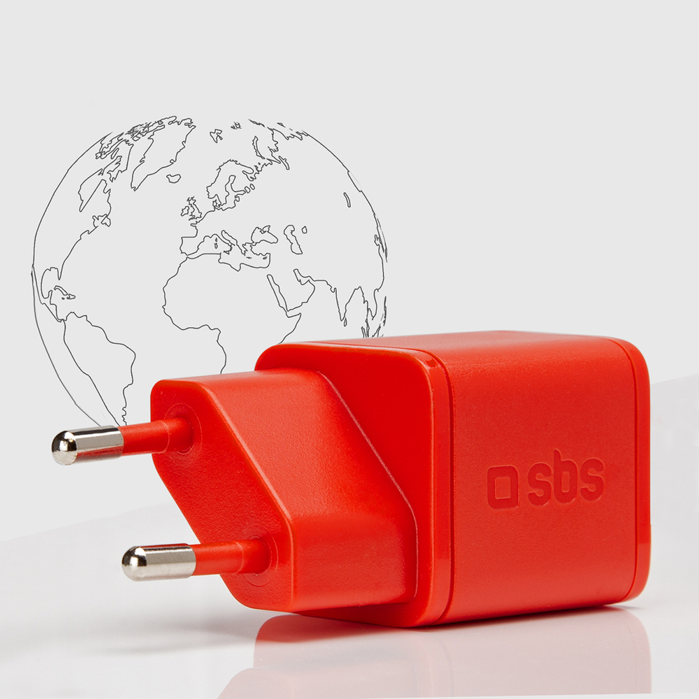 Sbs 20W GaN Wall Charger with Power Delivery, Red