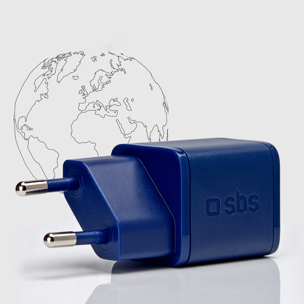 Sbs 20W GaN Wall Charger with Power Delivery, Blue