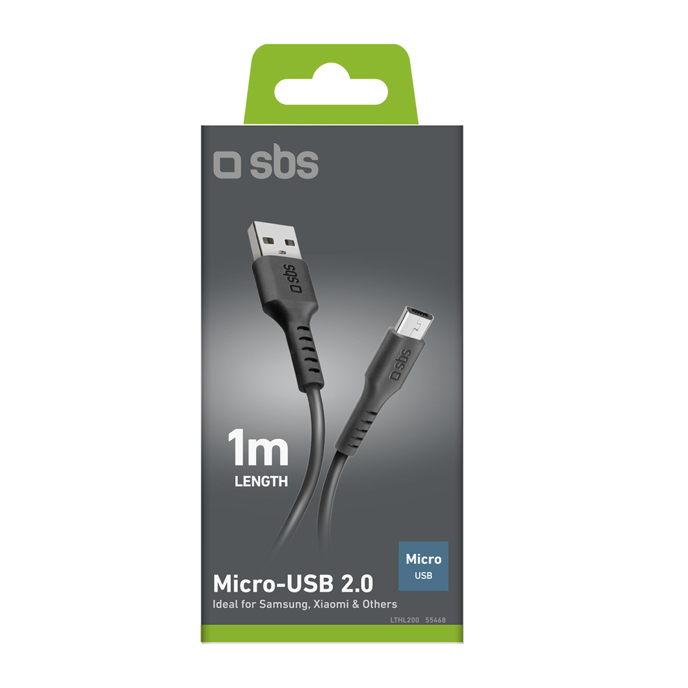 SBS LTHL200 USB-A - Micro-USB kabelis 1m, melns