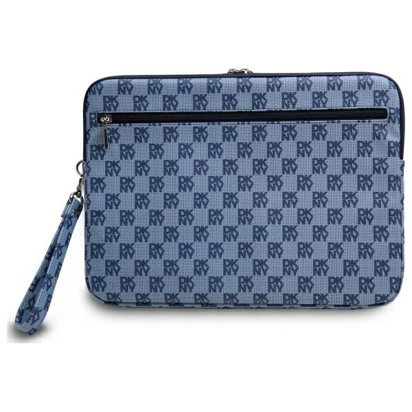 DKNY 14\" Laptop Sleeve Checkered Pattern Printed Stripes, Blue