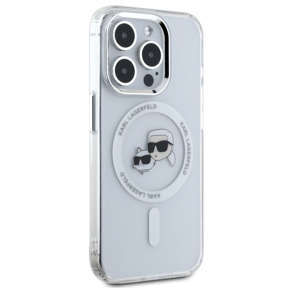 Karl Lagerfeld iPhone 15 Pro Max Case IML Metal Karl&Choupette MagSafe, White