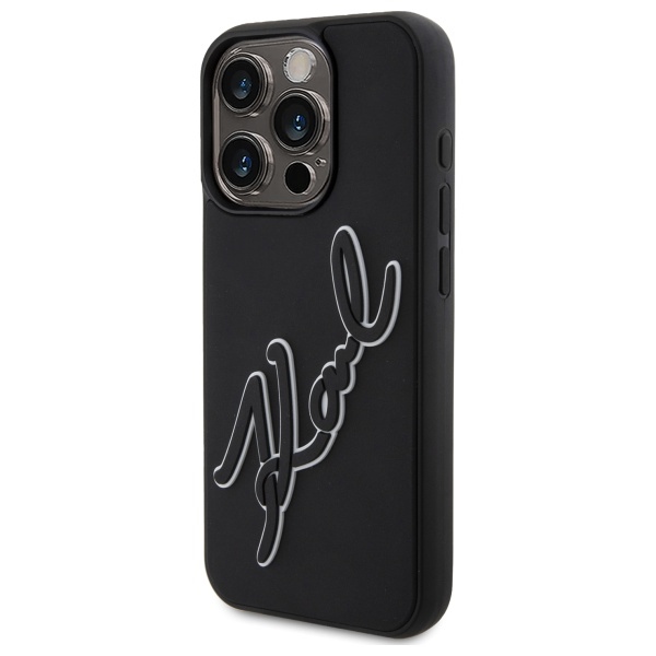 Karl Lagerfeld iPhone 15 Pro Max Case 3D Rubber Signature, Black
