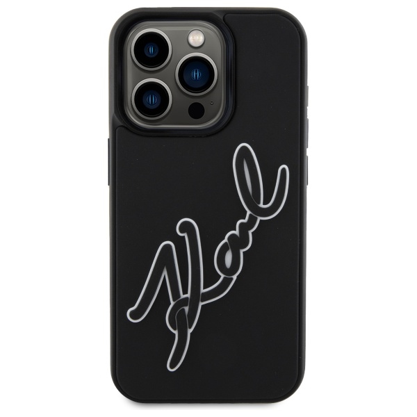 Karl Lagerfeld iPhone 15 Pro Max Case 3D Rubber Signature, Black