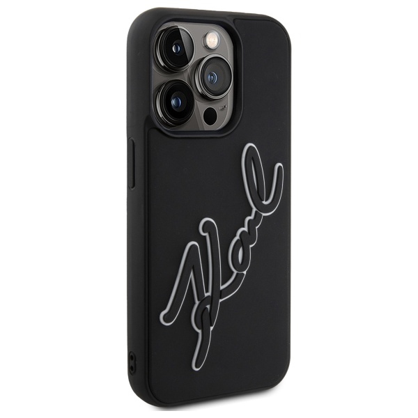 Karl Lagerfeld iPhone 15 Pro Max Case 3D Rubber Signature, Black