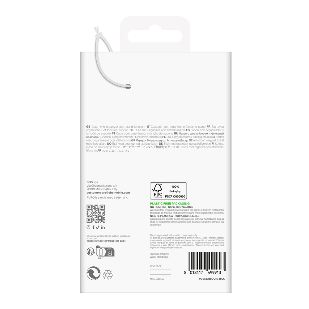 Puro Booklet Case for Samsung Galaxy S25, Black