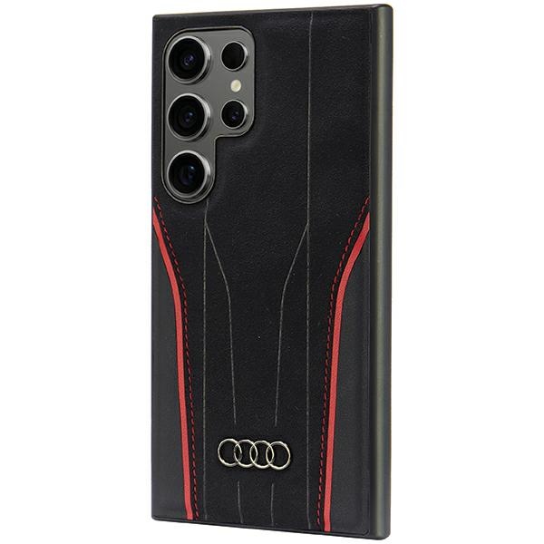 Audi Samsung Galaxy S24 Ultra Case Genuine Leather MagSafe, Black/Red