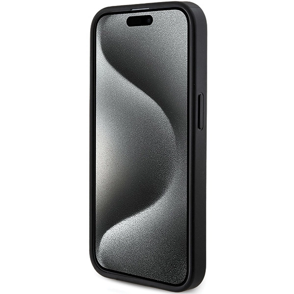 Guess 4G Collection Leather Metal Logo MagSafe Case for iPhone 15 Pro Max - Black