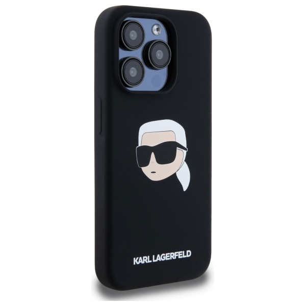 Apple iPhone 15 Pro Max 6.7\'\' Karl Lagerfeld Silicone Karl Head Print MagSafe Case Cover, Black