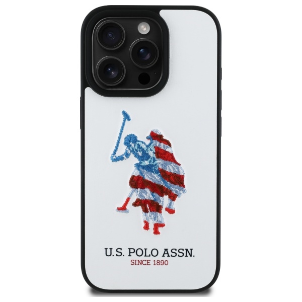US Polo USHCP15XPUSH iPhone 15 Pro Max 6.7\\\" white/white Leather Big DH American Flag