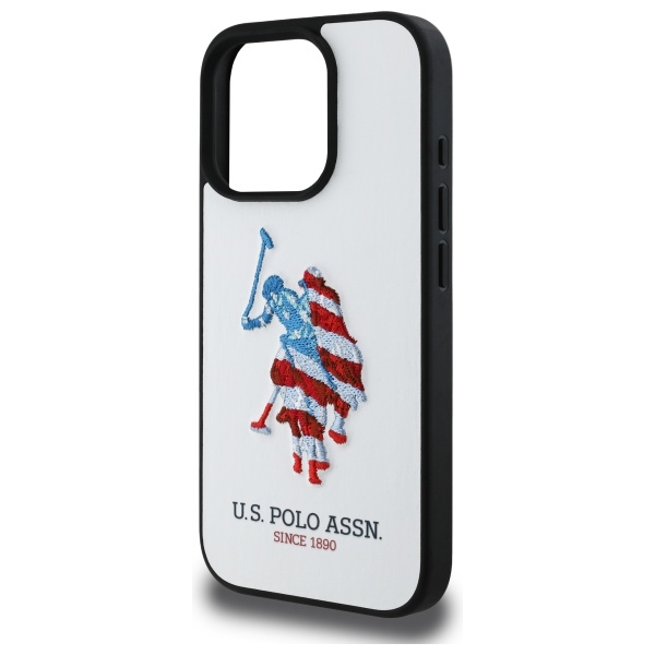 US Polo USHCP15XPUSH iPhone 15 Pro Max 6.7\\\" white/white Leather Big DH American Flag