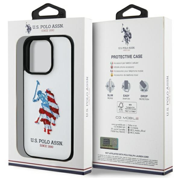 US Polo USHCP15XPUSH iPhone 15 Pro Max 6.7\\\" white/white Leather Big DH American Flag