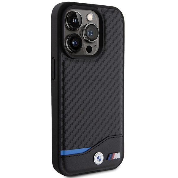 BMW Leather Carbon MagSafe iPhone 15 Pro Max Case - Black