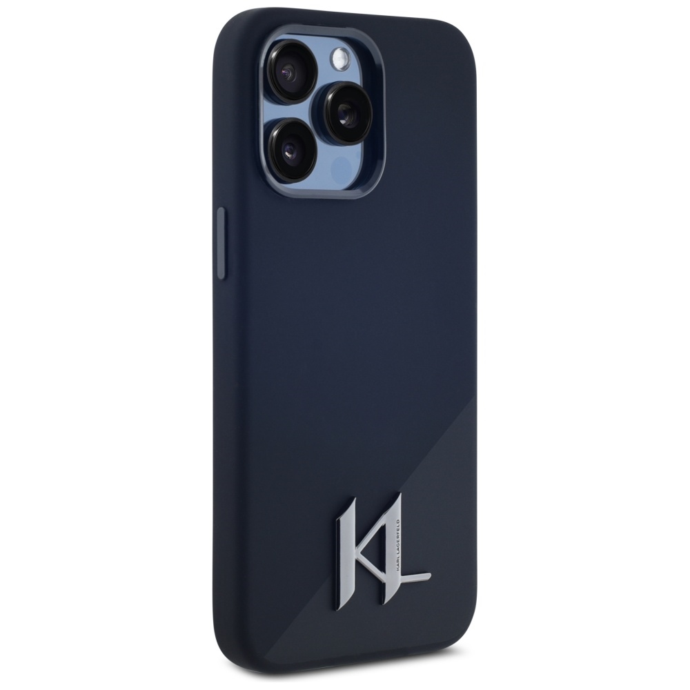 Karl Lagerfeld iPhone 15 Pro Max vāciņš Silicone Shadow Metal Initial MagSafe, melns