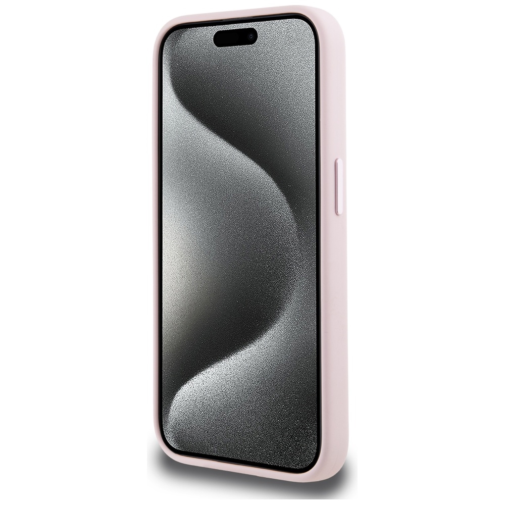 Karl Lagerfeld iPhone 15 Pro Max Case Silicone Shadow Metal Initial MagSafe, Pink