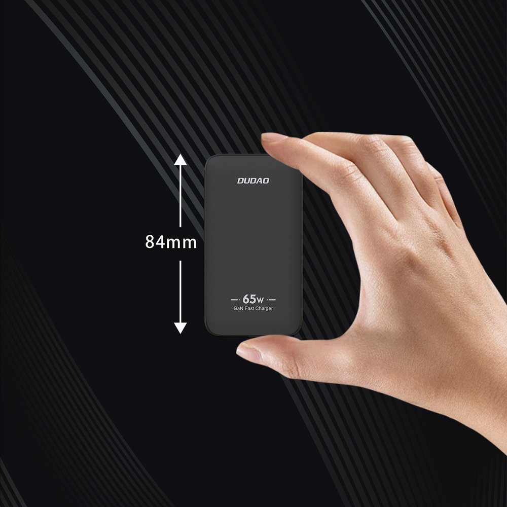 Dudao A65Q 65W GaN Ultra-Thin Wall Charger USB-A / USB-C PD, Black