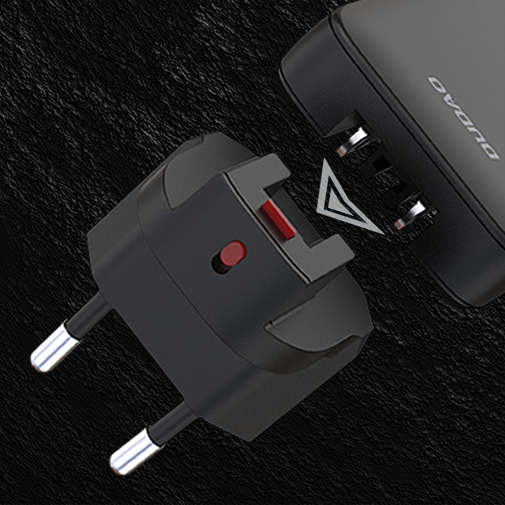Dudao A65Q 65W GaN Ultra-Thin Wall Charger USB-A / USB-C PD, Black
