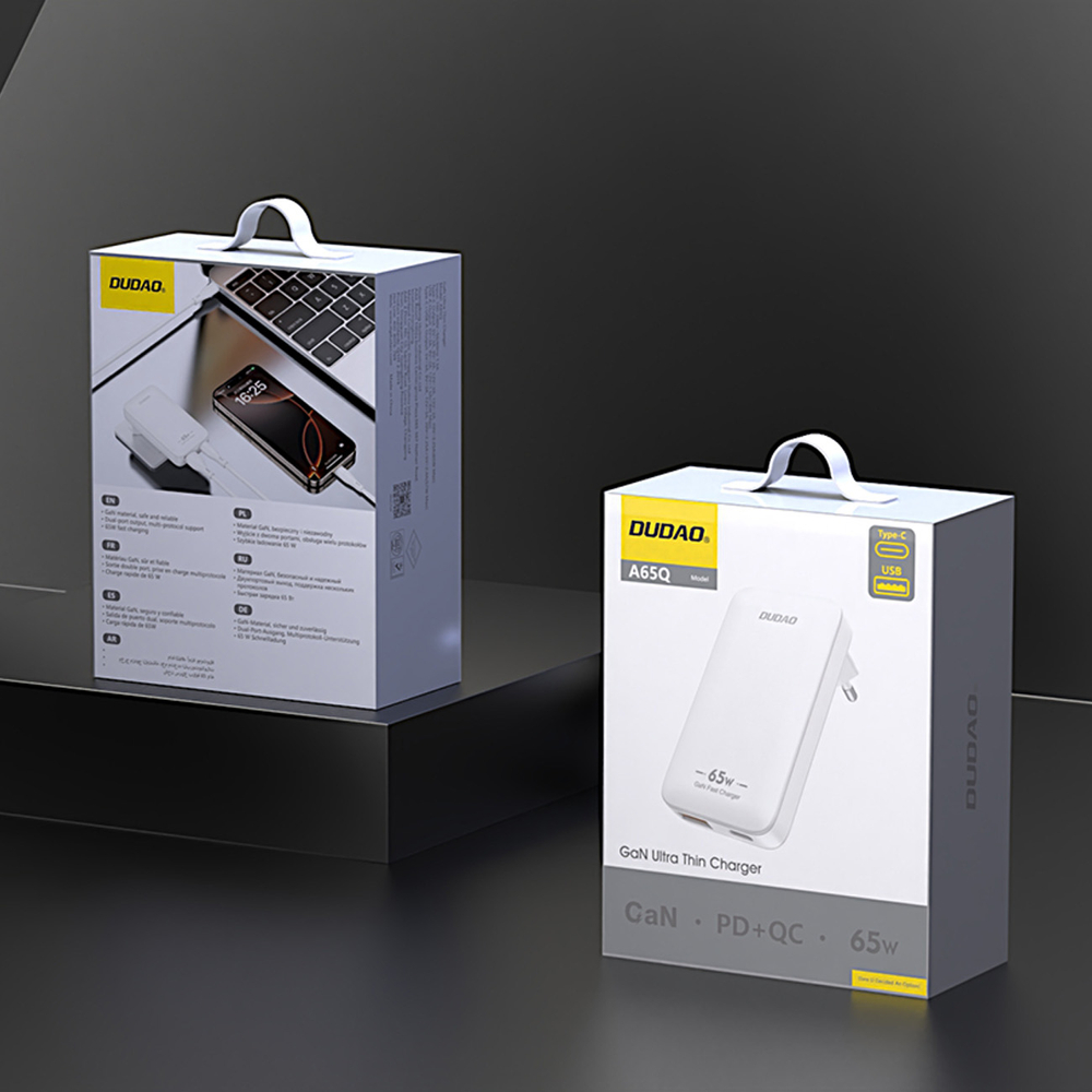 Dudao A65Q 65W GaN Wall Charger USB-A / USB-C PD, White