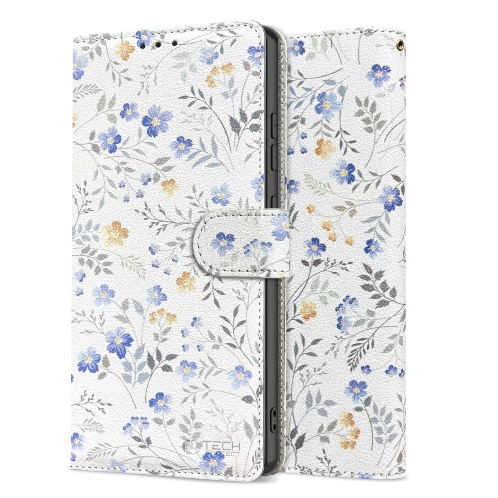 Samsung Galaxy A56 ( SM-A566B / DS ) Tech-Protect Wallet Book Case Cover, White Daisies