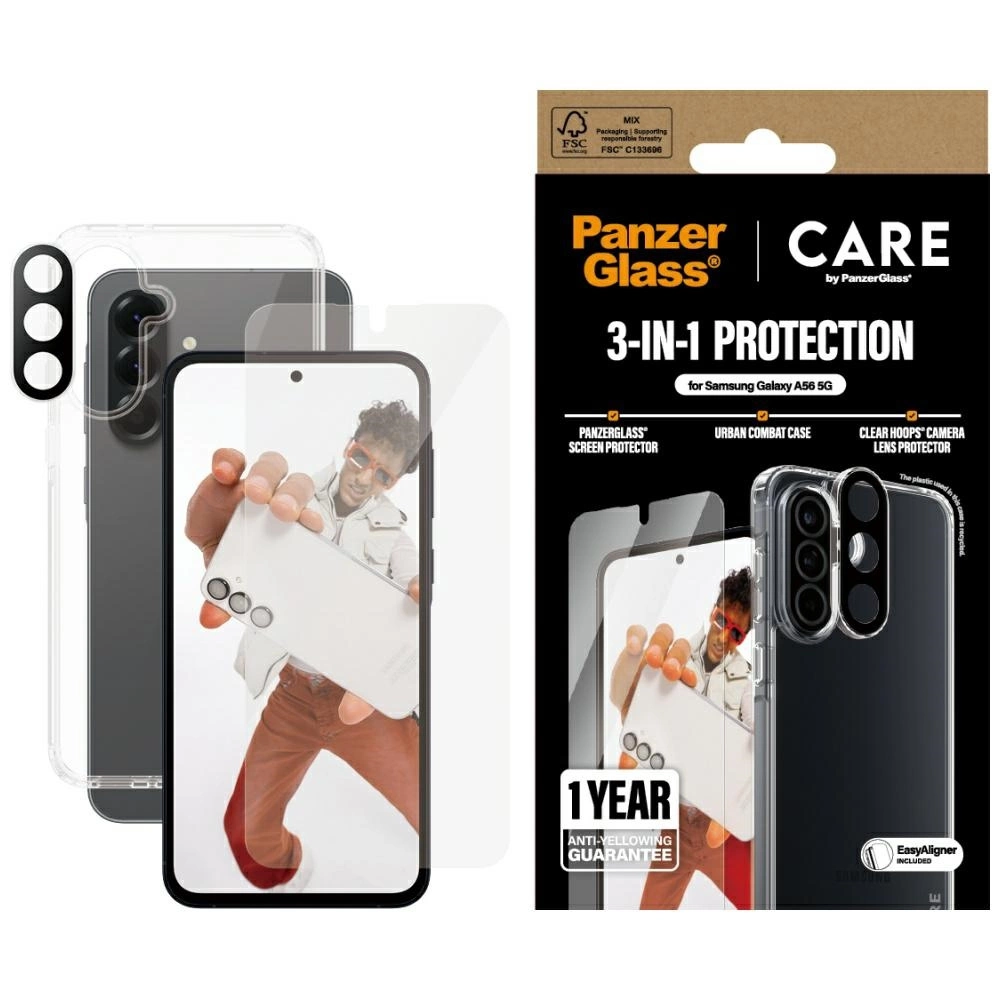 CARE by PanzerGlass Flagship 3in1 Case+Glass+Lens for Samsung Galaxy A56 5G - transparent
