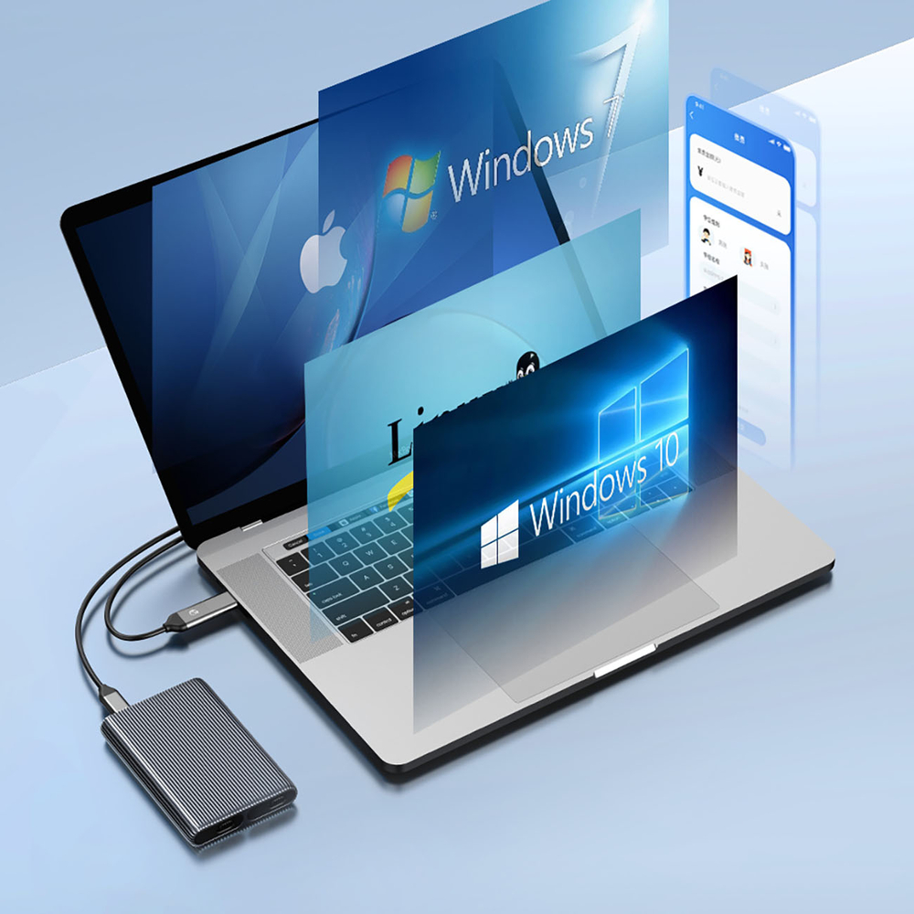 Disk Pocket 2x M.2 SATA+NVME USB-C 3.2 6Gbps/10Gbps - grey