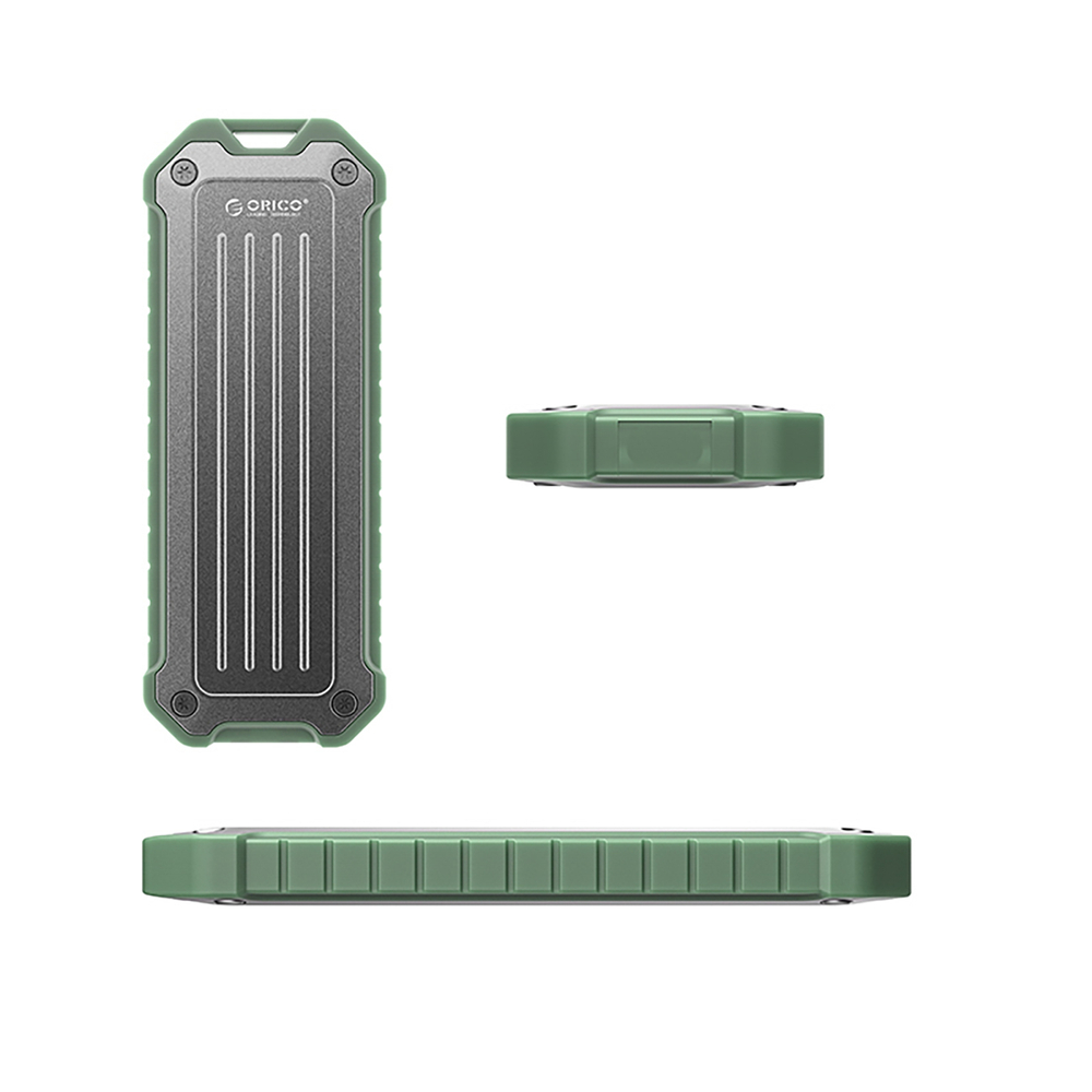 Portable M.2 NVMe/SATA SSD USB-C 3.2 drive bay - gray-green