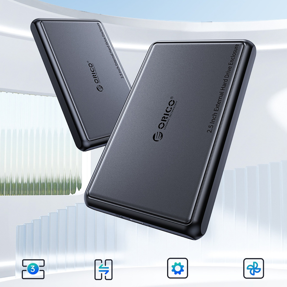 Orico DDL25-C3 2.5\" HDD/SSD USB-C External Drive Enclosure, Black