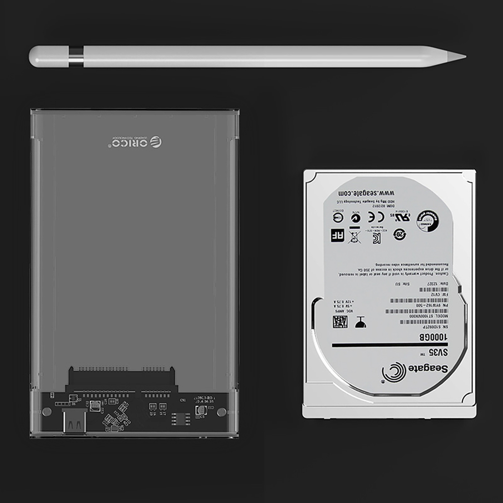 2.5\" Drive Pocket HDD/SSD USB-C 5Gbps - transparent