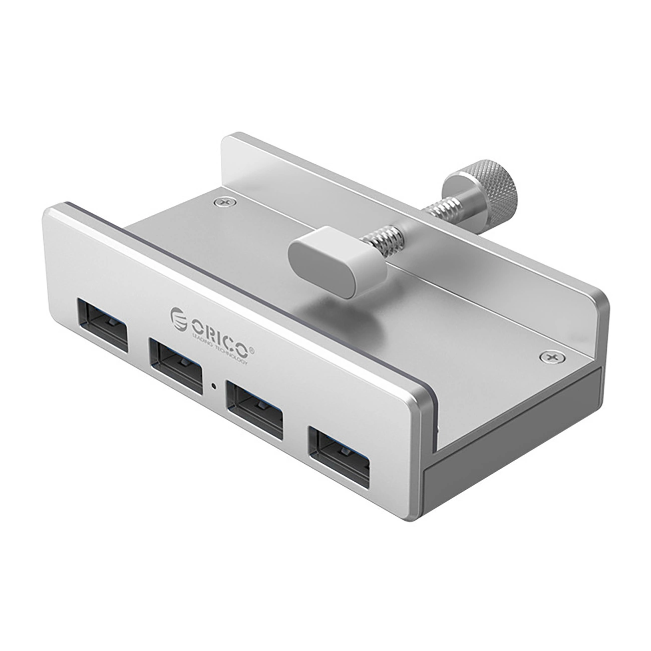 USB-A 3.0 4-port clamp-mount hUB - silver