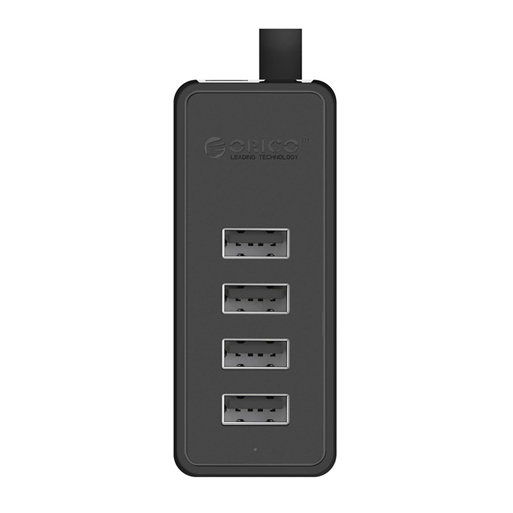 HUB 4-портовый кабель USB-A 2.0 1M - черный