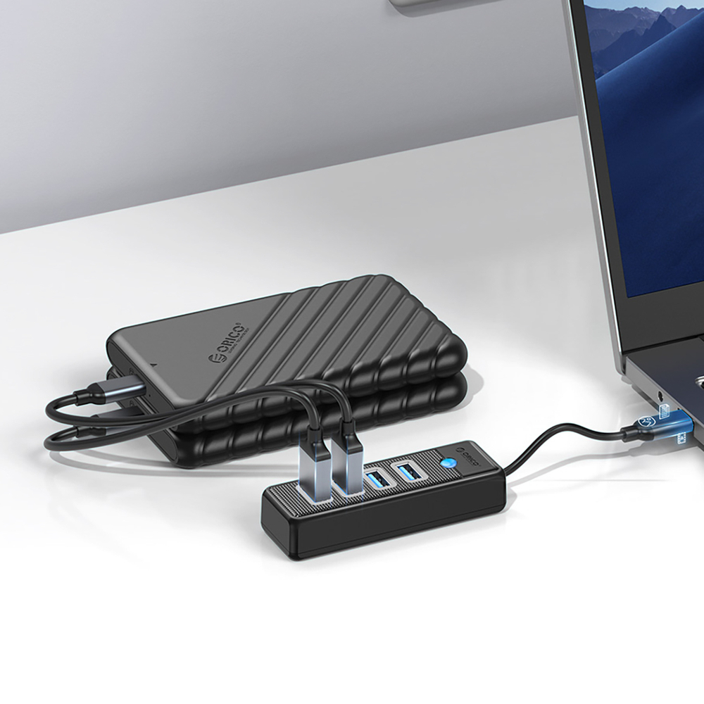 Orico PW4U-C3 USB-C to 4x USB-A 3.0 Hub, Black