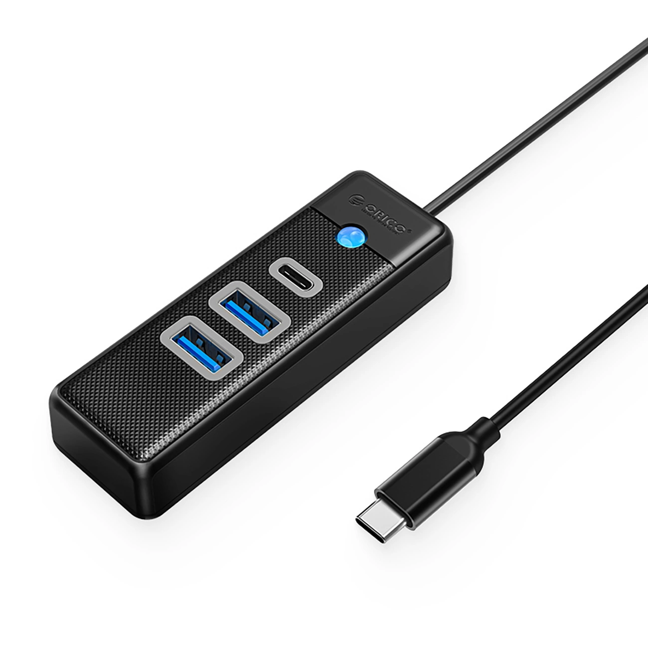 HUB 3-port input: USB-C 3.0 / output: 2x USB-A + 1x cable 0.15M - black