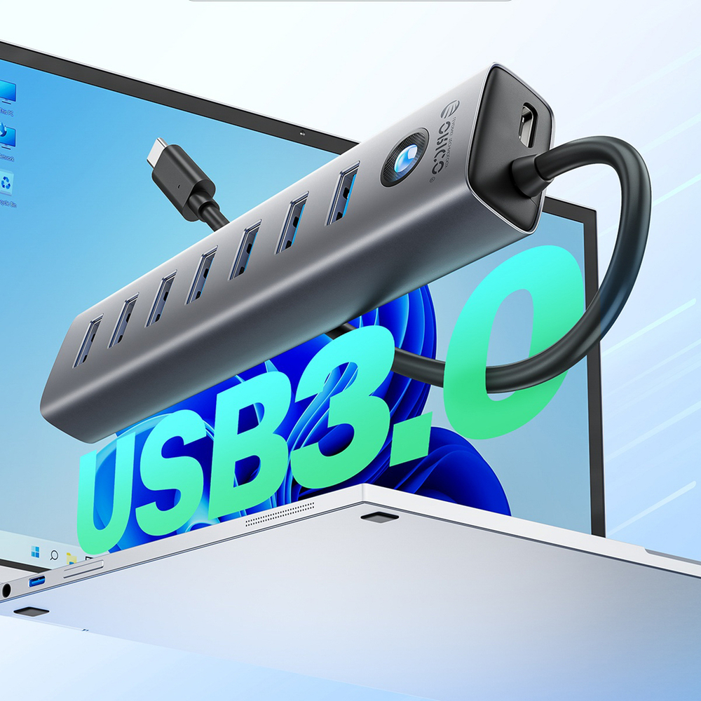 Orico CL7U-U3 USB Hub 7x USB-A 3.0, Gray