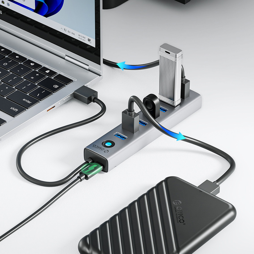 Orico CL7U-U3 USB Hub 7x USB-A 3.0, Gray