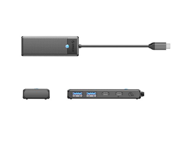 Orico PAPW2AC-C3 USB-C Hub / Docking Station, 2x USB-A 3.0, 2x USB-C, Black