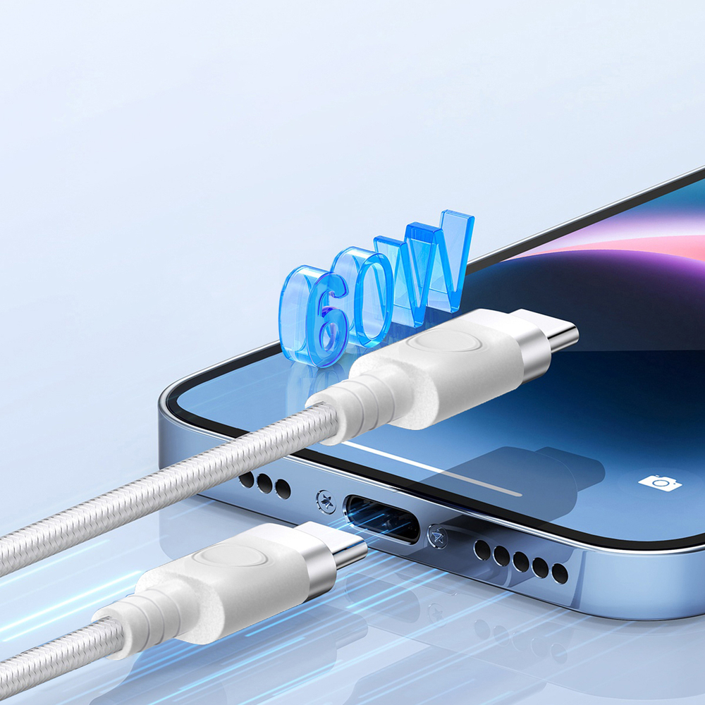 Orico CDX USB-C uz USB-C kabelis 60W 1m, balts