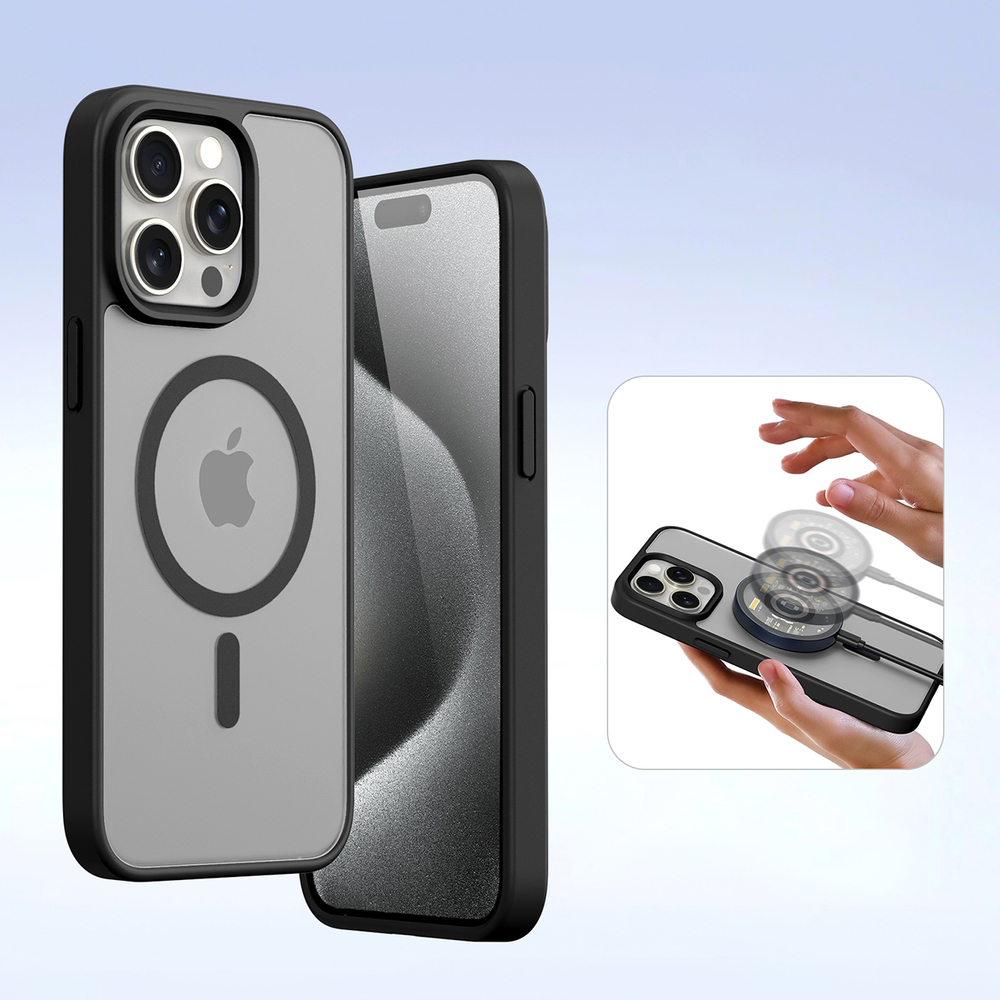 Dux Ducis Lawa Leather Wallet Case for iPhone 15 Pro Max, Black