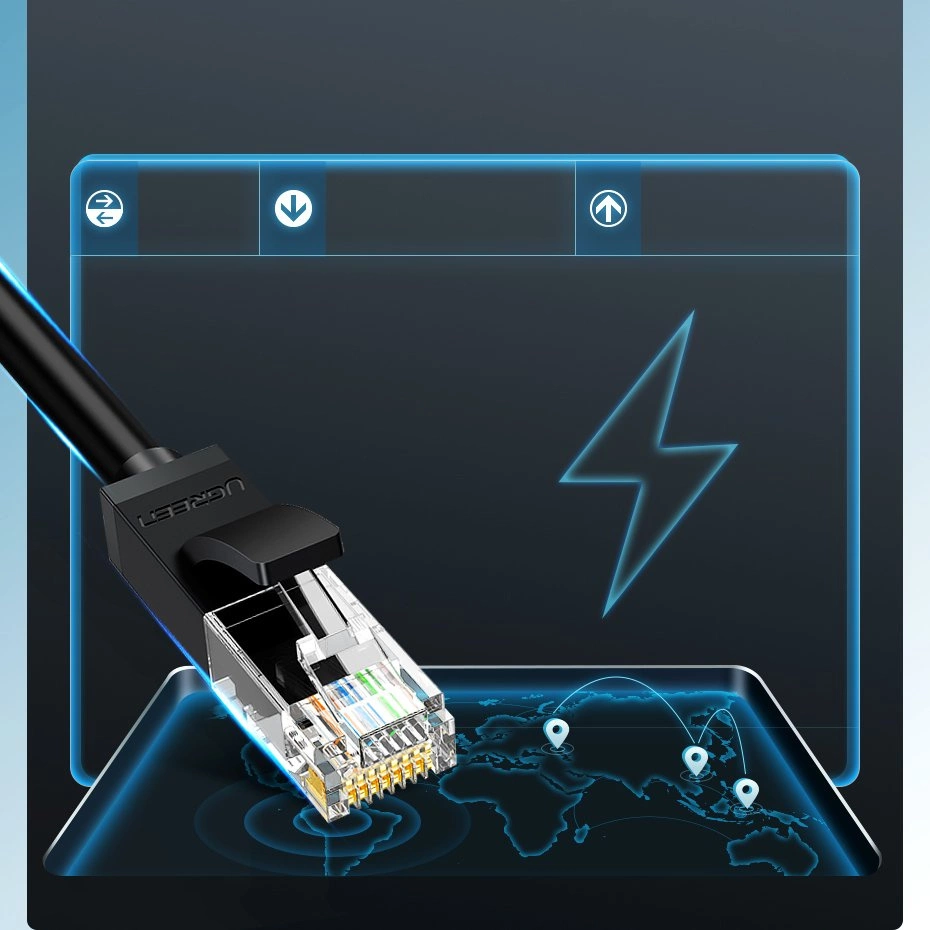 Ugreen interneta tīkla kabelis Ethernet patchcord RJ45 Cat 6 UTP 1000Mbps 10m melns (20164) | Cable Internet Network...