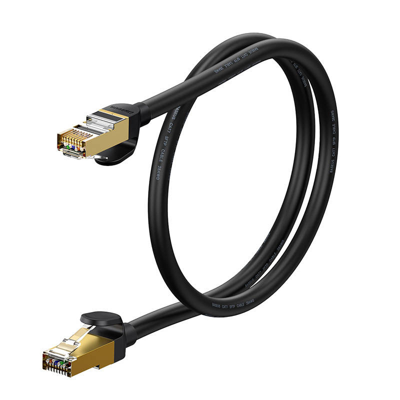 Baseus Speed Seven RJ45 Cat7 tīkla kabelis 10Gbps, 1m, melns