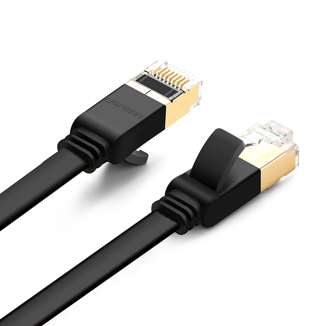 Ugreen Ethernet plākšņu vads U/FTP Cat. 7 10Gb/s plakans 0.5m melns (NW106) | Patch Cord Flat Black