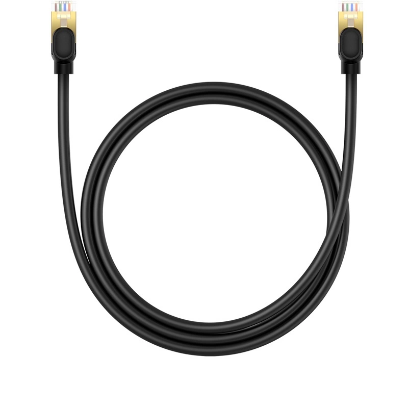 Baseus ātrais tīkla kabelis RJ-45 cat.8 40Gbps 1m apaļš - melns | Fast Network Cable Round Black