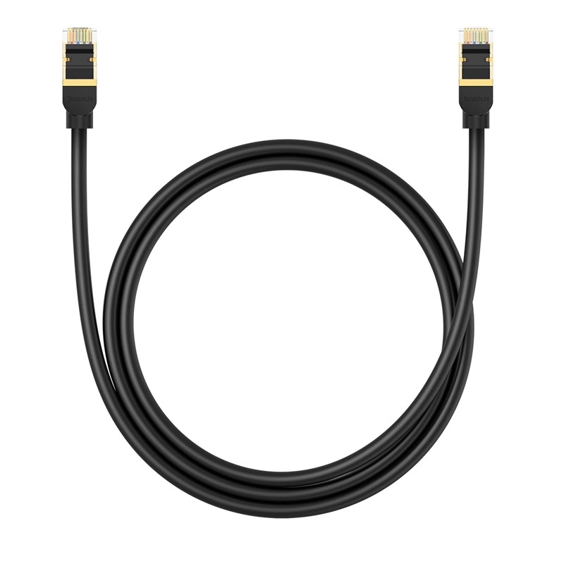 Baseus ātrais tīkla kabelis RJ-45 cat.8 40Gbps 1m apaļš - melns | Fast Network Cable Round Black