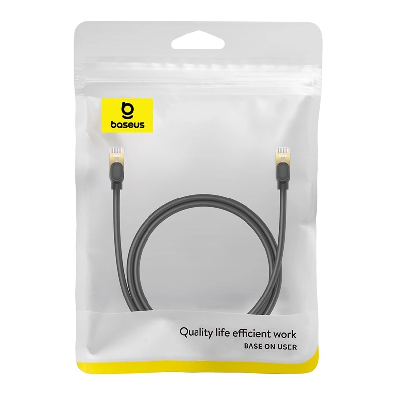 Baseus ātrais tīkla kabelis RJ-45 cat.8 40Gbps 1m apaļš - melns | Fast Network Cable Round Black
