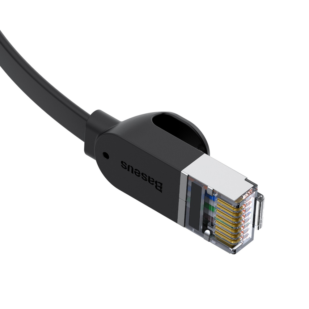 Baseus ātrgaitas plakans Ethernet CAT6 RJ45 tīkla kabelis 1m - melns | High Speed Flat Network Cable Black