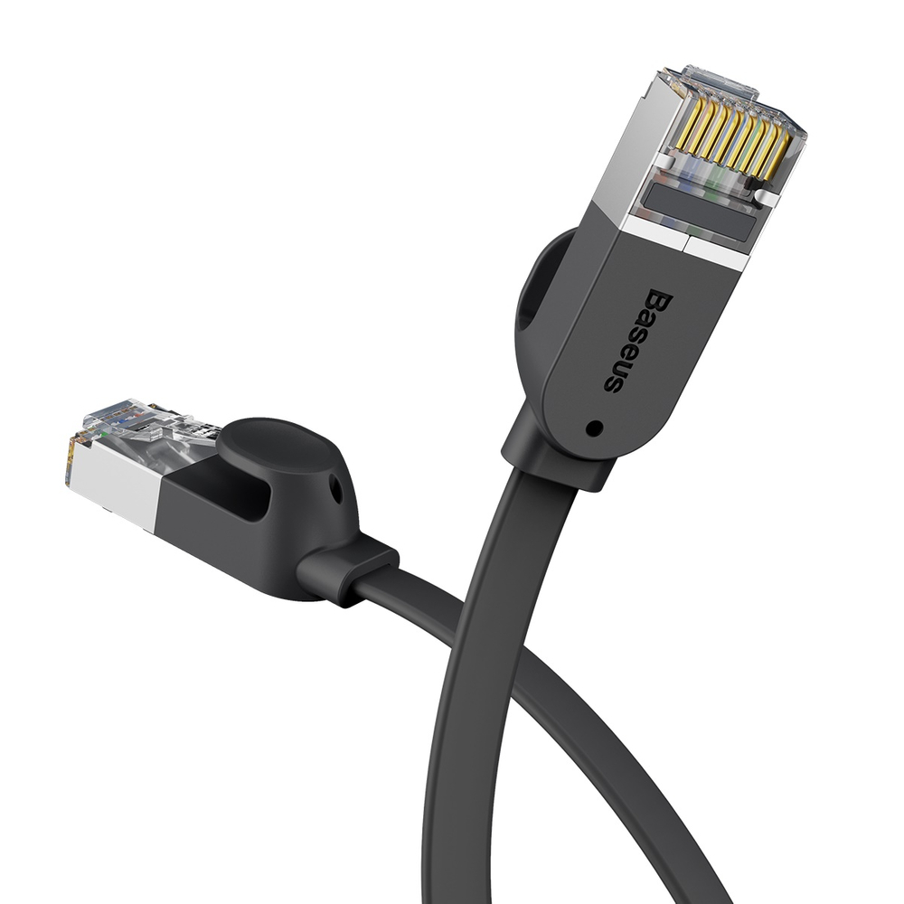 Baseus ātrgaitas plakans Ethernet CAT6 RJ45 tīkla kabelis 1m - melns | High Speed Flat Network Cable Black